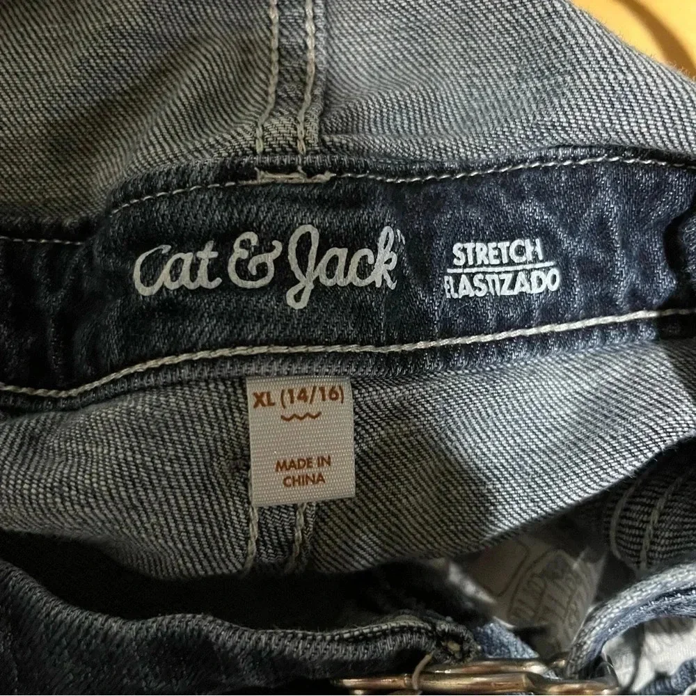 Girls' Unicorn Overalls Jeans - Cat & Jack Skinny Leg Stretch Size XL 14/16